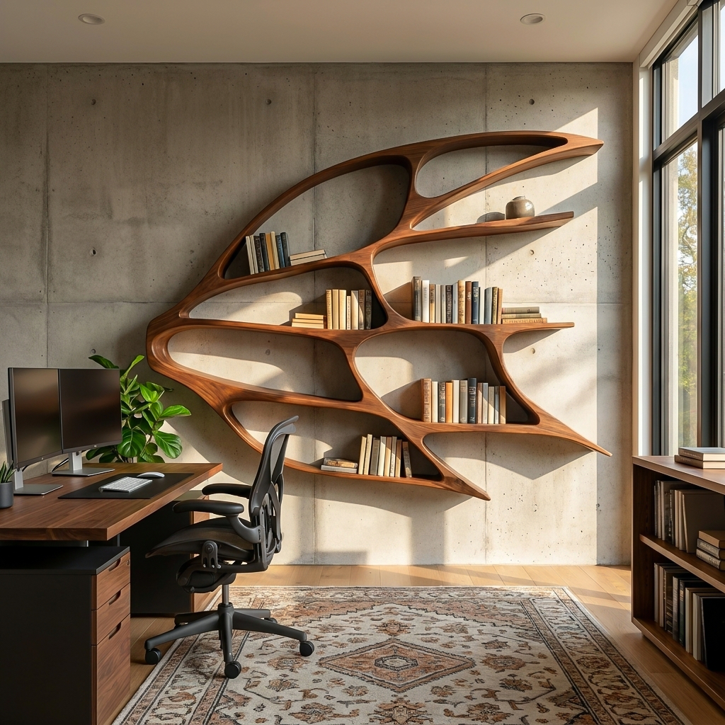 Organic Wooden Wall Mounted Bookshelf For Home Living Kitchnce