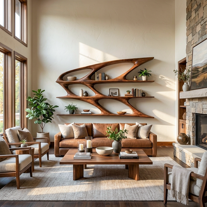 Organic Sculptural Wooden Bookshelf For Living Room Statement Kitchnce