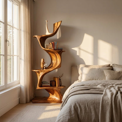 Organic Modern Natural Wood Bookshelf For Home Decor Corner Kitchnce