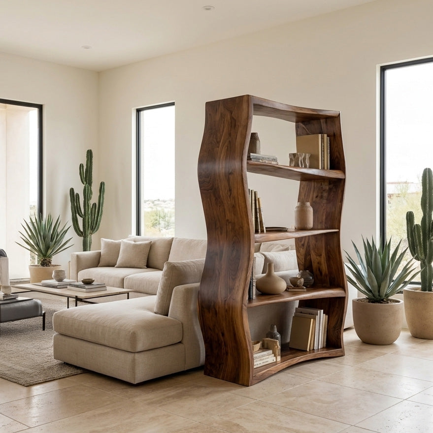 Elegant Natural Wood Bookshelf For Living Room Storage Kitchnce