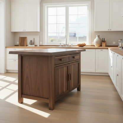 Handcrafted Solid Wood Kitchen Island with Dual Drawers and Spacious Cabinet Storage Kitchnce