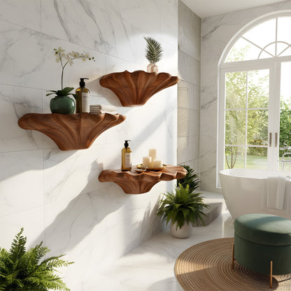 Sculptural Floating Wall Shelf Organic Form Minimalist Decor