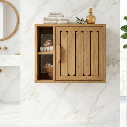 Floating Bathroom Cabinet, Modern Wall Mounted Vanity Storage Shelf Organizer Unit