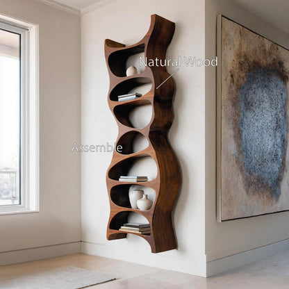 Tall Sculptural Wall Mounted Bookshelf For Living Room Kitchnce