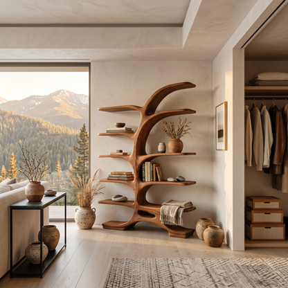 Contemporary Sculptural Curved Bookshelf For Living Room Interior Kitchnce