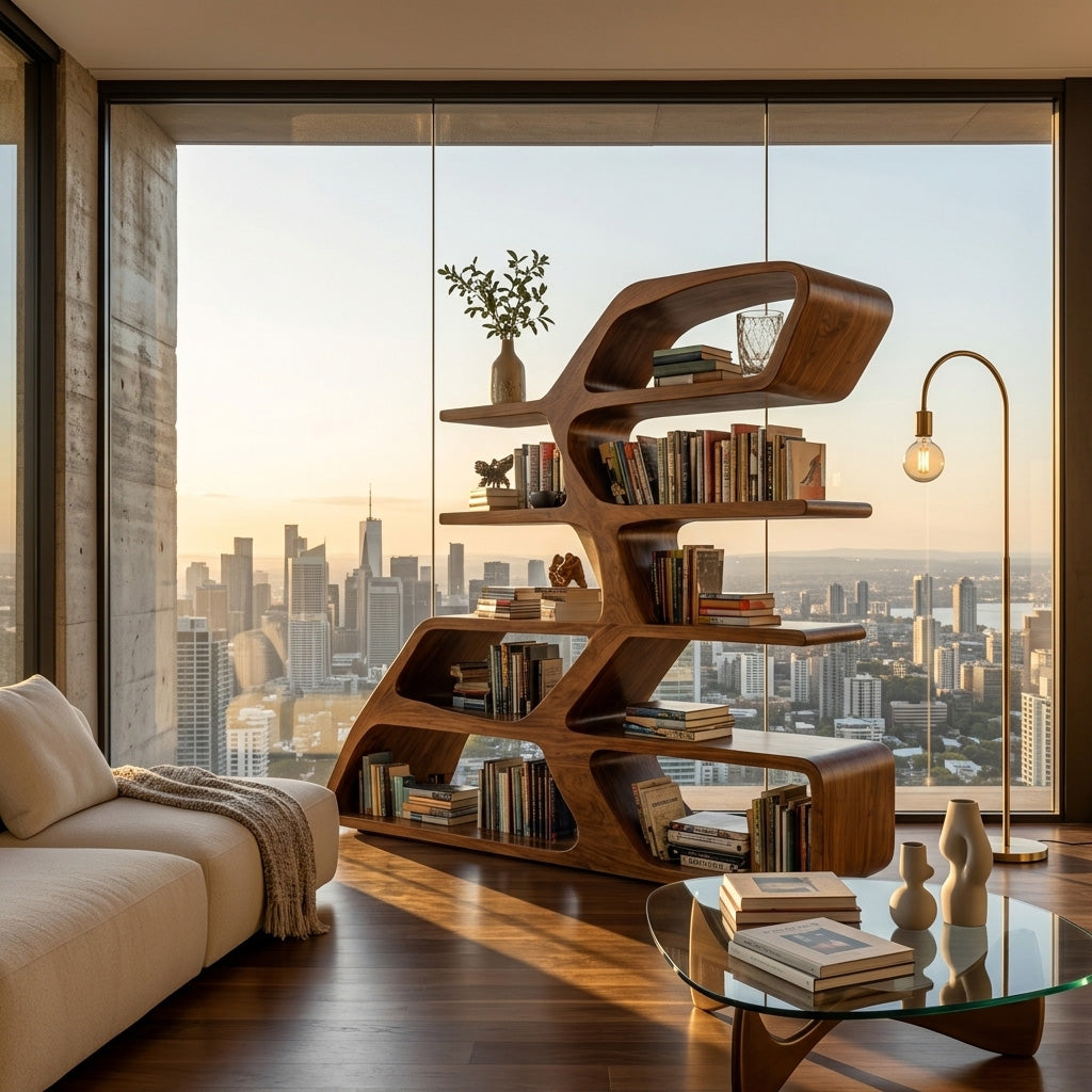 Modern Sculptural Bookshelf For Living Room Decor Kitchnce