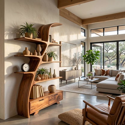 Modern Wooden Bookshelf For Living Area Kitchnce