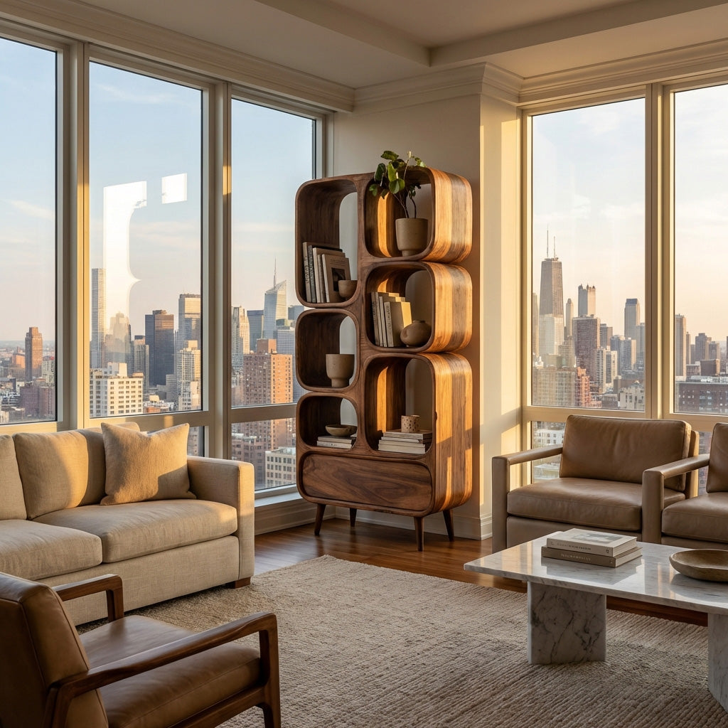 Minimalist Wooden Bookshelf For Contemporary Living Room Kitchnce