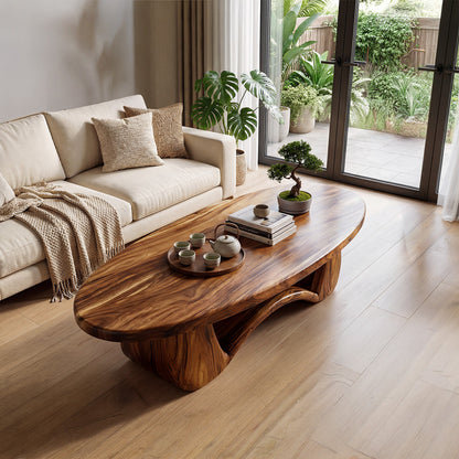 Organic Sculptural Coffee Table With Curved Base