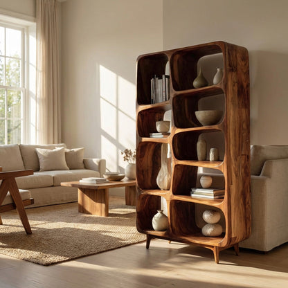 Contemporary Solid Wood Bookshelf For Coastal Interior Kitchnce
