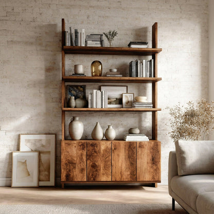 Modern Bookshelf With Open Shelf And Drawers For Living Kitchnce
