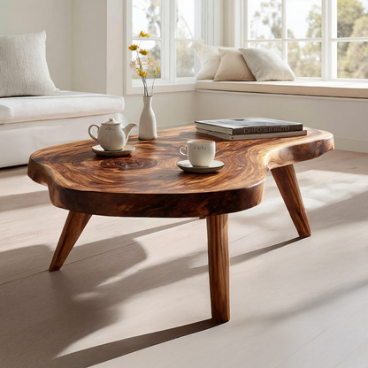 Organic Freeform Coffee Table with Sculpted Tapered Legs