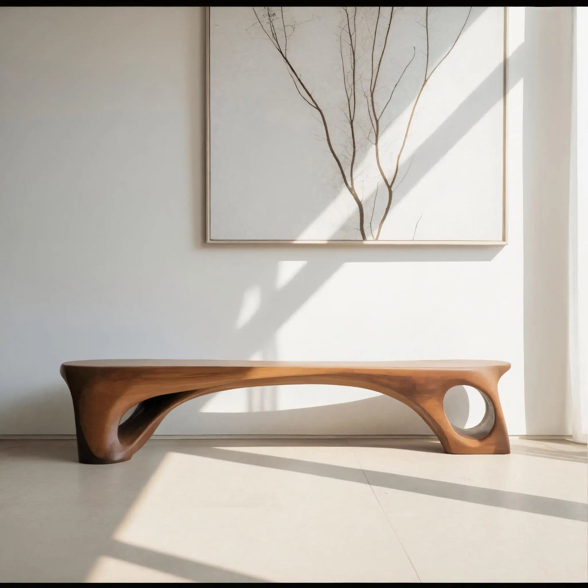Modern Sculptural Bench With Curved Design For Living Room Kitchnce