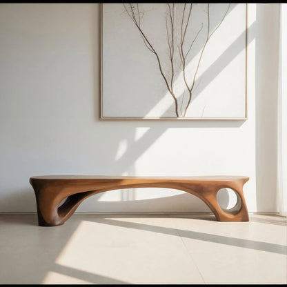 Modern Sculptural Bench With Curved Design For Living Room Kitchnce