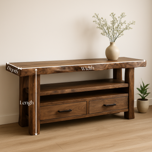 Handcrafted Solid Wood Console Table