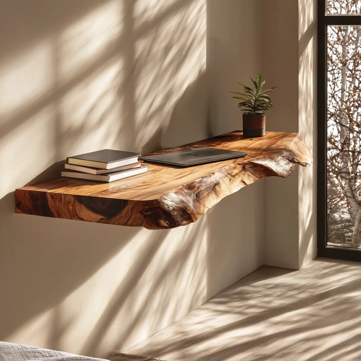 Natural Live Edge Wood Floating Shelf for Modern Wall Decor Kitchnce
