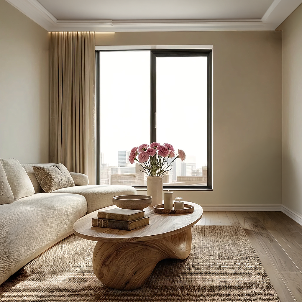 Organic Sculptural Coffee Table with Flowing Loop Base