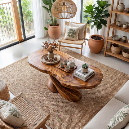 Sculptural Twist Pedestal Coffee Table for Organic Modern Living