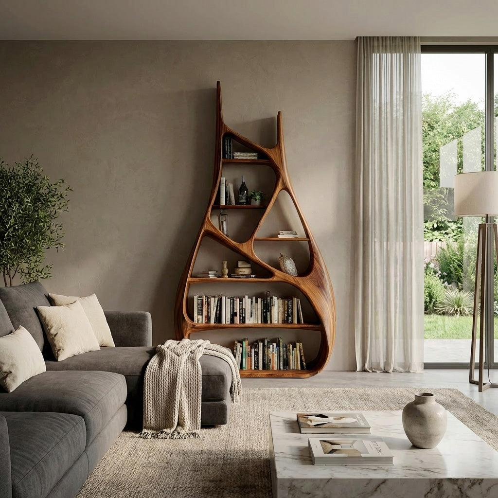 Minimalist Sculptural Bookshelf For Living Room Furniture Kitchnce