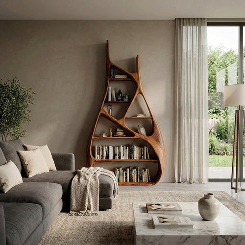 Minimalist Sculptural Bookshelf For Living Room Furniture Kitchnce