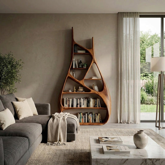 Minimalist Sculptural Bookshelf For Living Room Furniture Kitchnce