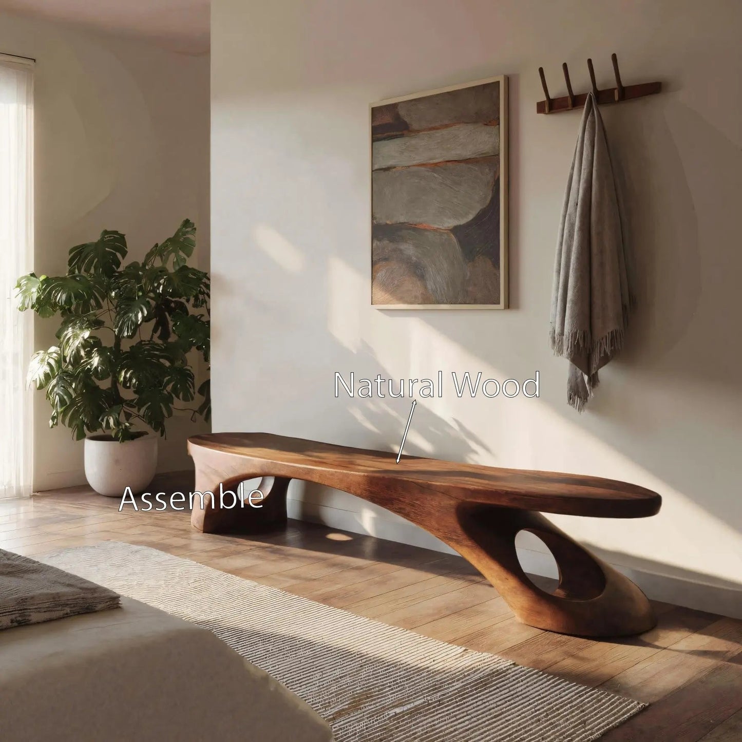 Modern Sculptural Bench With Organic Design For Entryway Kitchnce