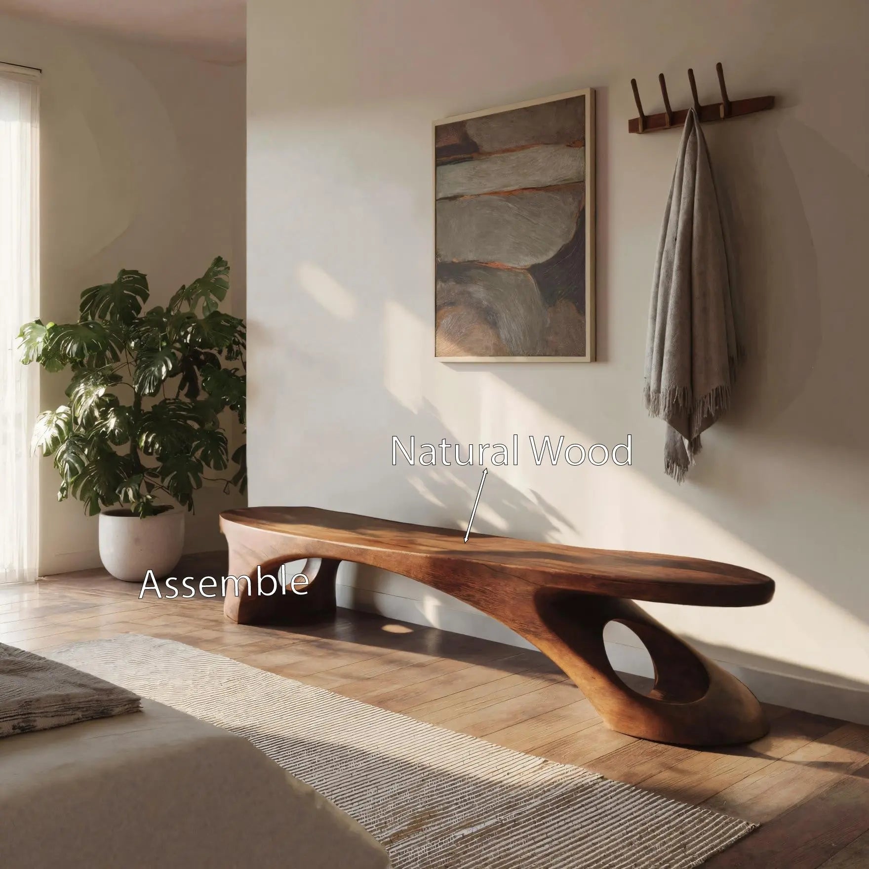 Modern Sculptural Bench With Organic Design For Entryway Kitchnce