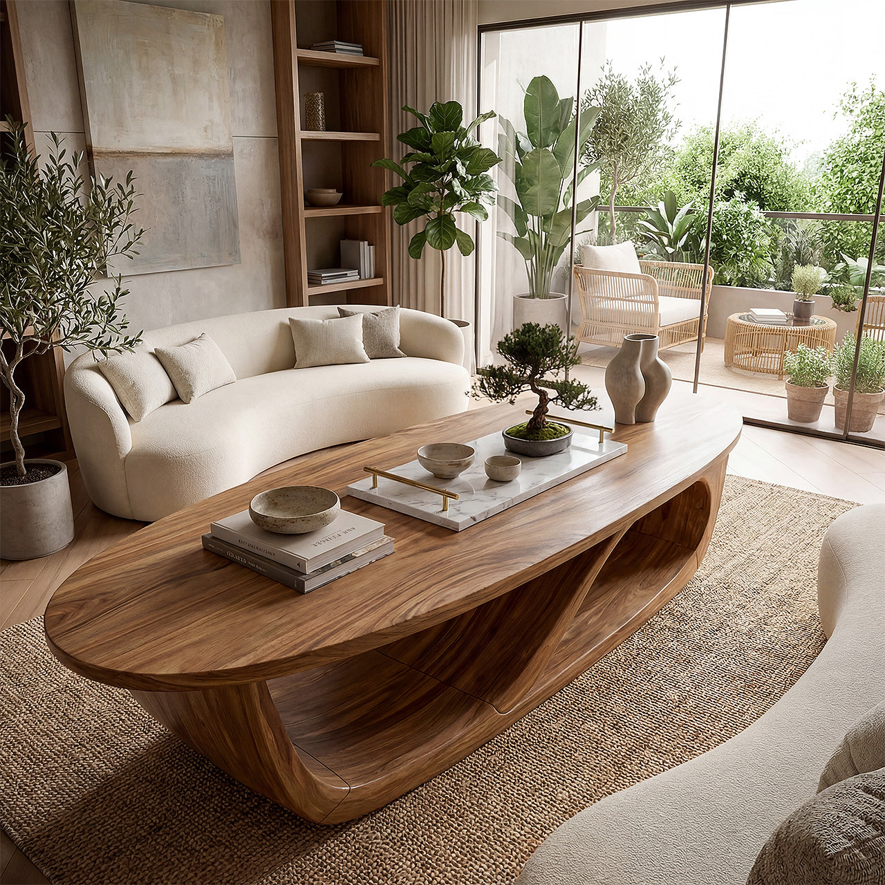 Sculptural Wave Coffee Table With Organic Modern Form