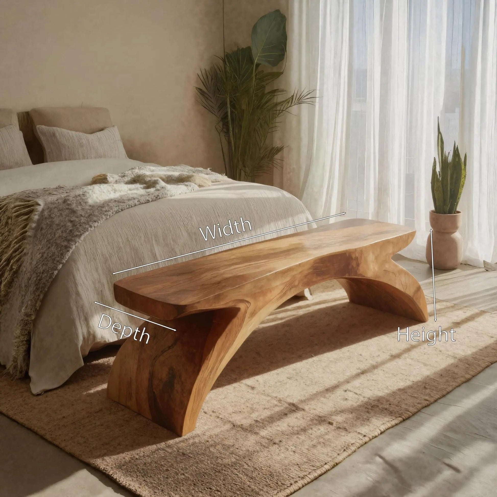 Organic Sculptural Bench For Bedroom Or Living Room Kitchnce