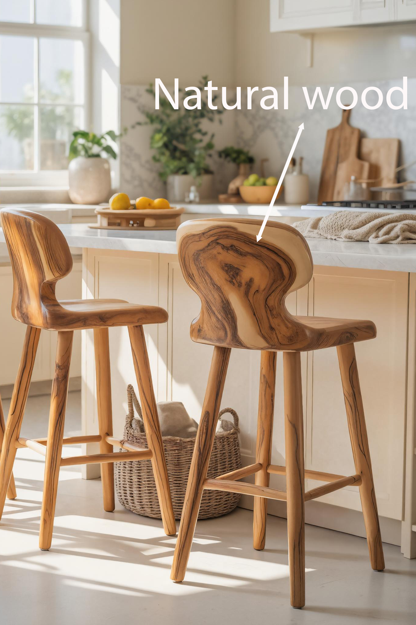 Modern Sculpted Bar Stools With Curved Backrest For Kitchen Kitchnce