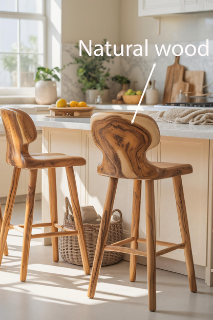 Modern Sculpted Bar Stools With Curved Backrest For Kitchen Kitchnce