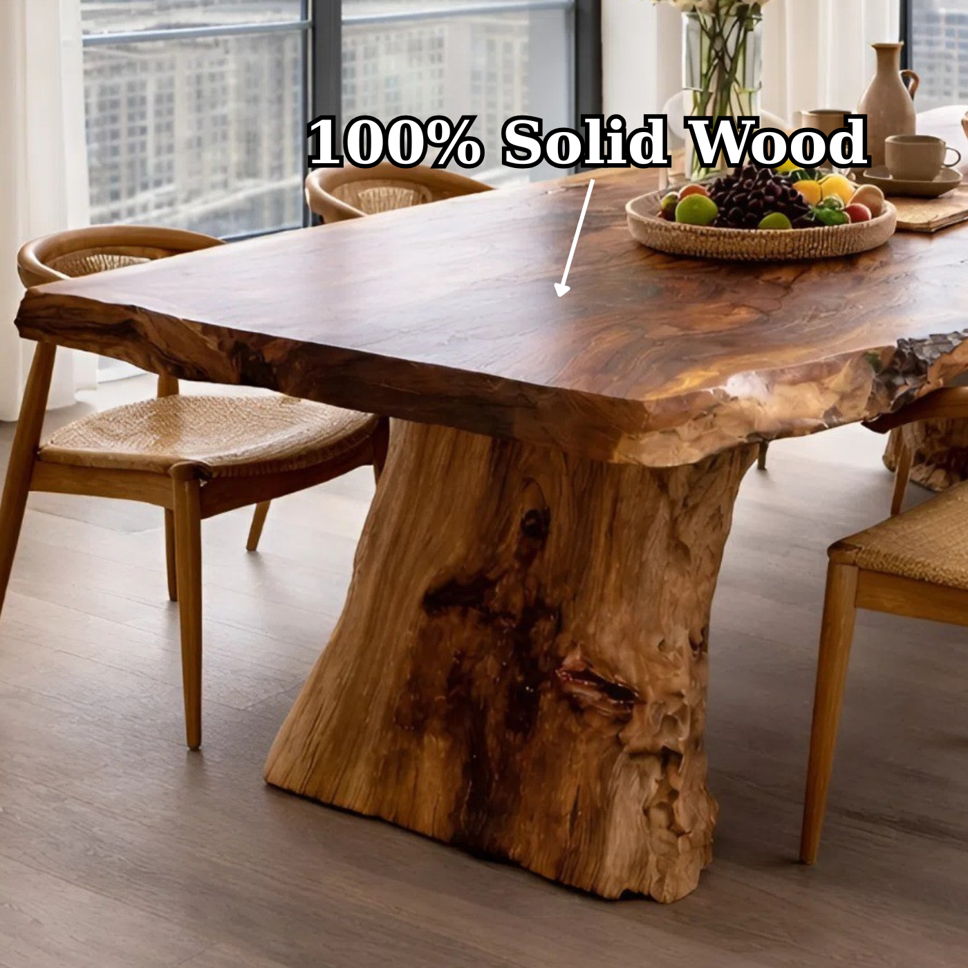 Handcrafted Solid Wood Live Edge Dining Table for Modern Interiors