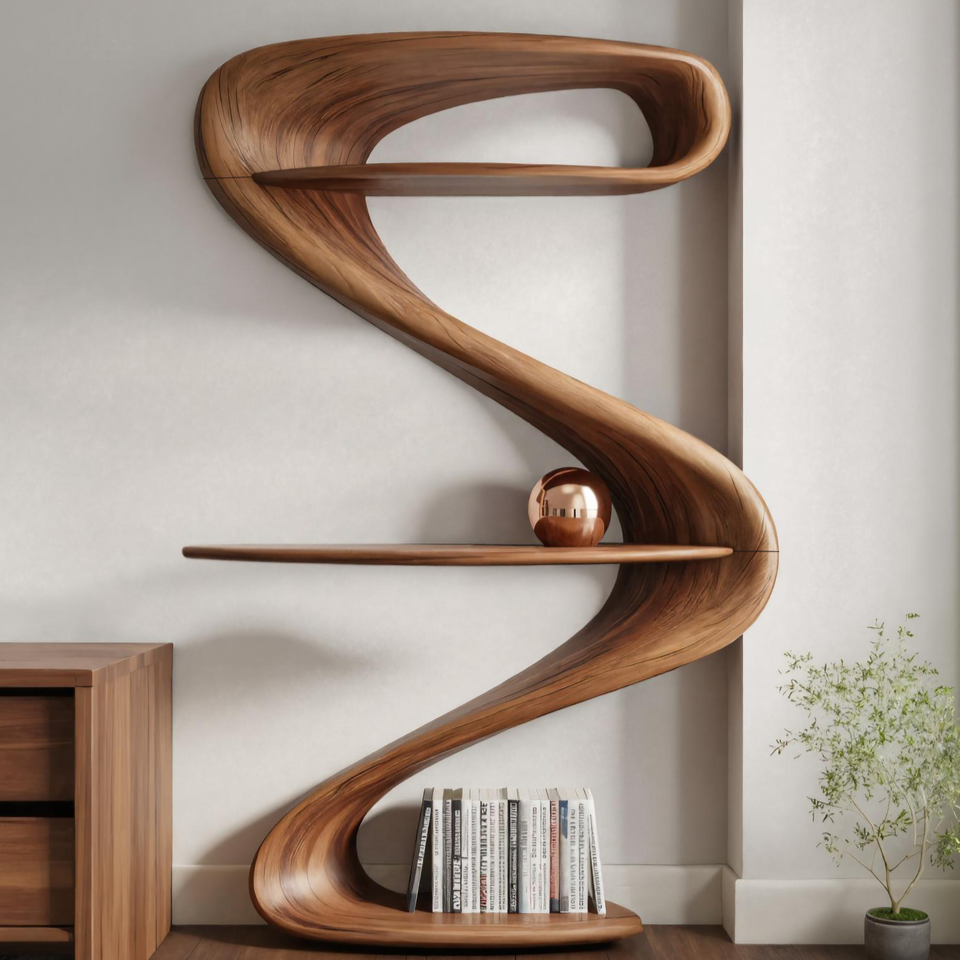 Modern Wave Bookshelf For Living Room Or Contemporary Interior Kitchnce