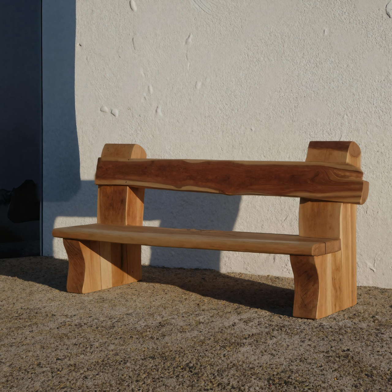 Rustic Live Edge Bench With Natural Finish For Yard Or Porch Kitchnce
