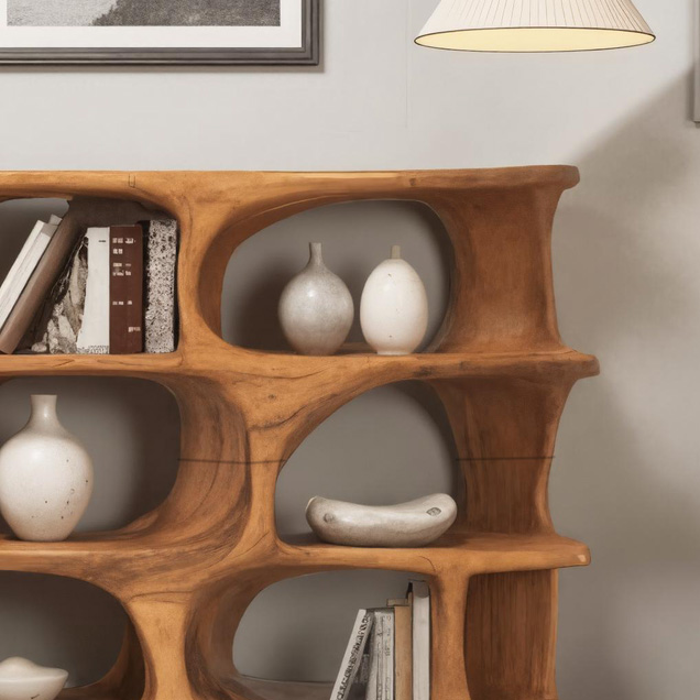 Modern Organic Sculptural Bookshelf For Living Room Or Office Kitchnce