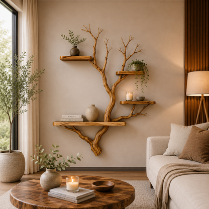 Tree Bookshelf | Handmade Solid Wood Floating Wall Shelf
