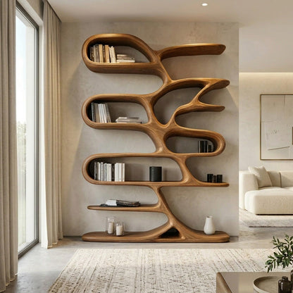 Contemporary Wooden Bookcase For Minimalist Living Room Decor Kitchnce