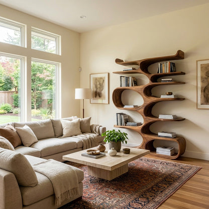 Mid Century Natural Wood Bookshelf For Living Room Furniture Kitchnce