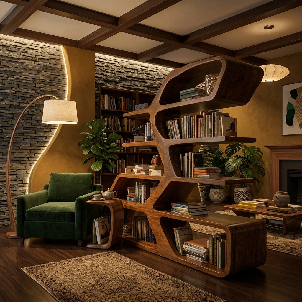 Modern Sculptural Bookshelf For Living Room Decor Kitchnce