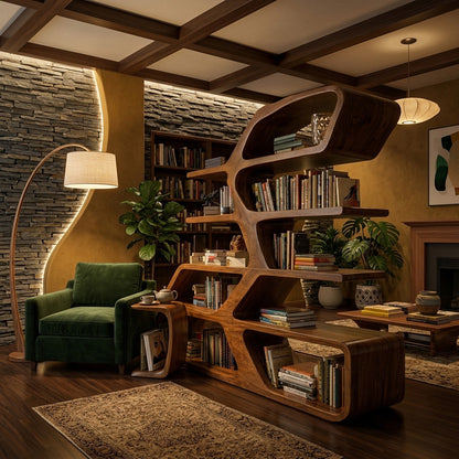 Modern Sculptural Bookshelf For Living Room Decor Kitchnce