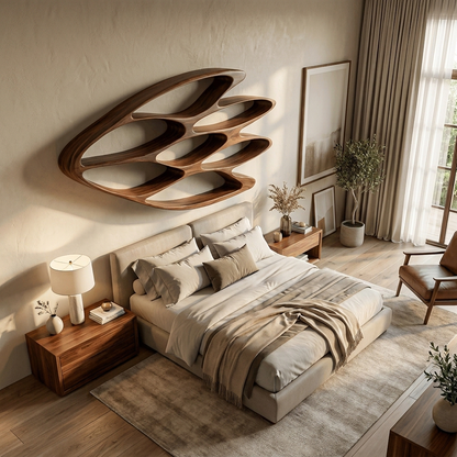 Wooden Wall Bookshelf With Unique Shape For Living Room Wall Kitchnce
