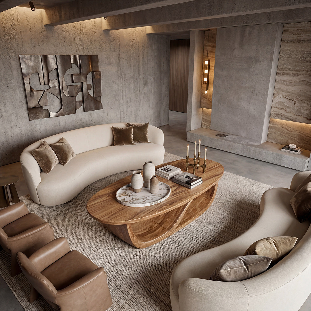 Sculptural Wave Coffee Table With Organic Modern Form