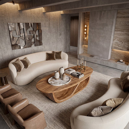 Sculptural Wave Coffee Table With Organic Modern Form
