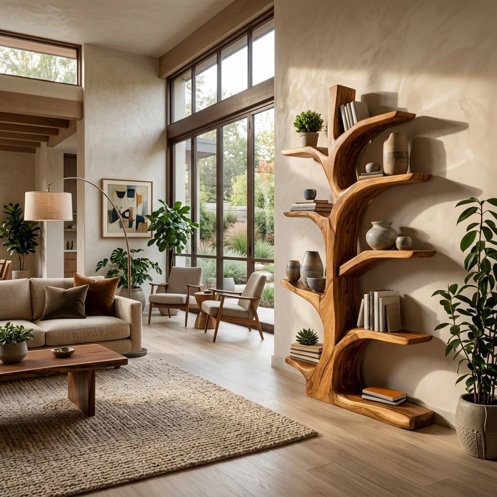 Minimal Natural Wood Bookshelf For Home Kitchnce