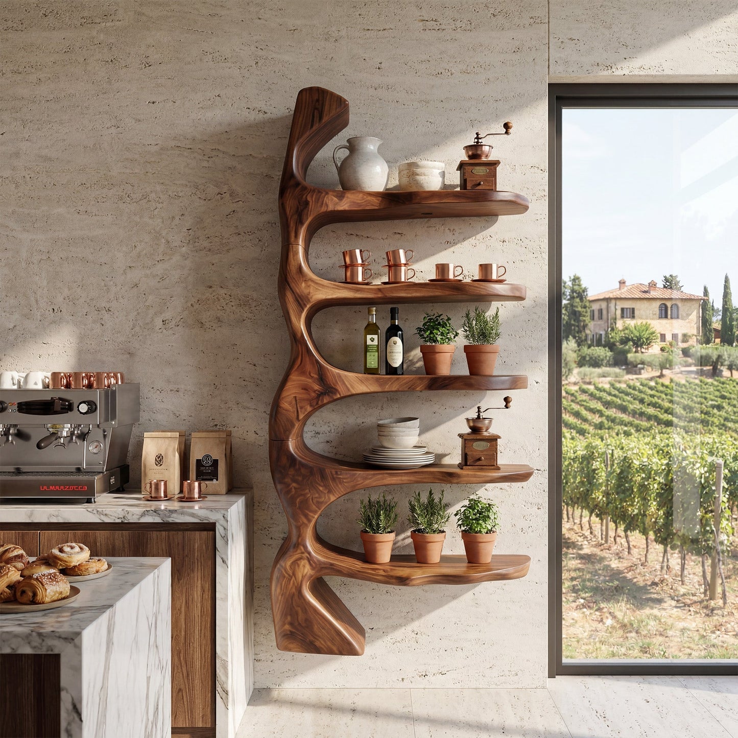 Vertical Wood Wall-Mounted Shelf With Open Display