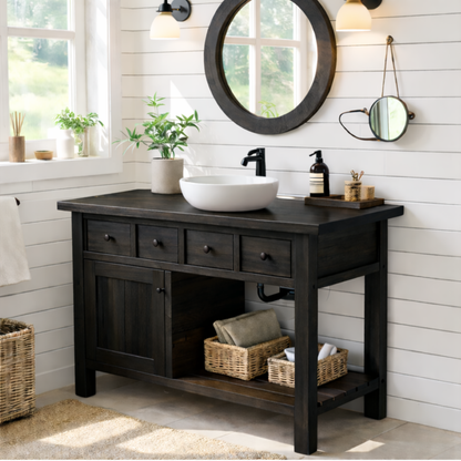Solid Walnut Bathroom Vanity with Storage for Bathroom Organization Kitchnce