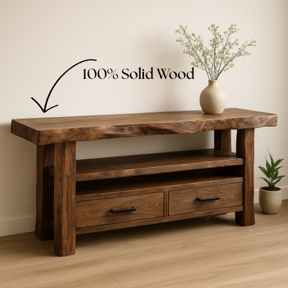 Handcrafted Solid Wood Console Table