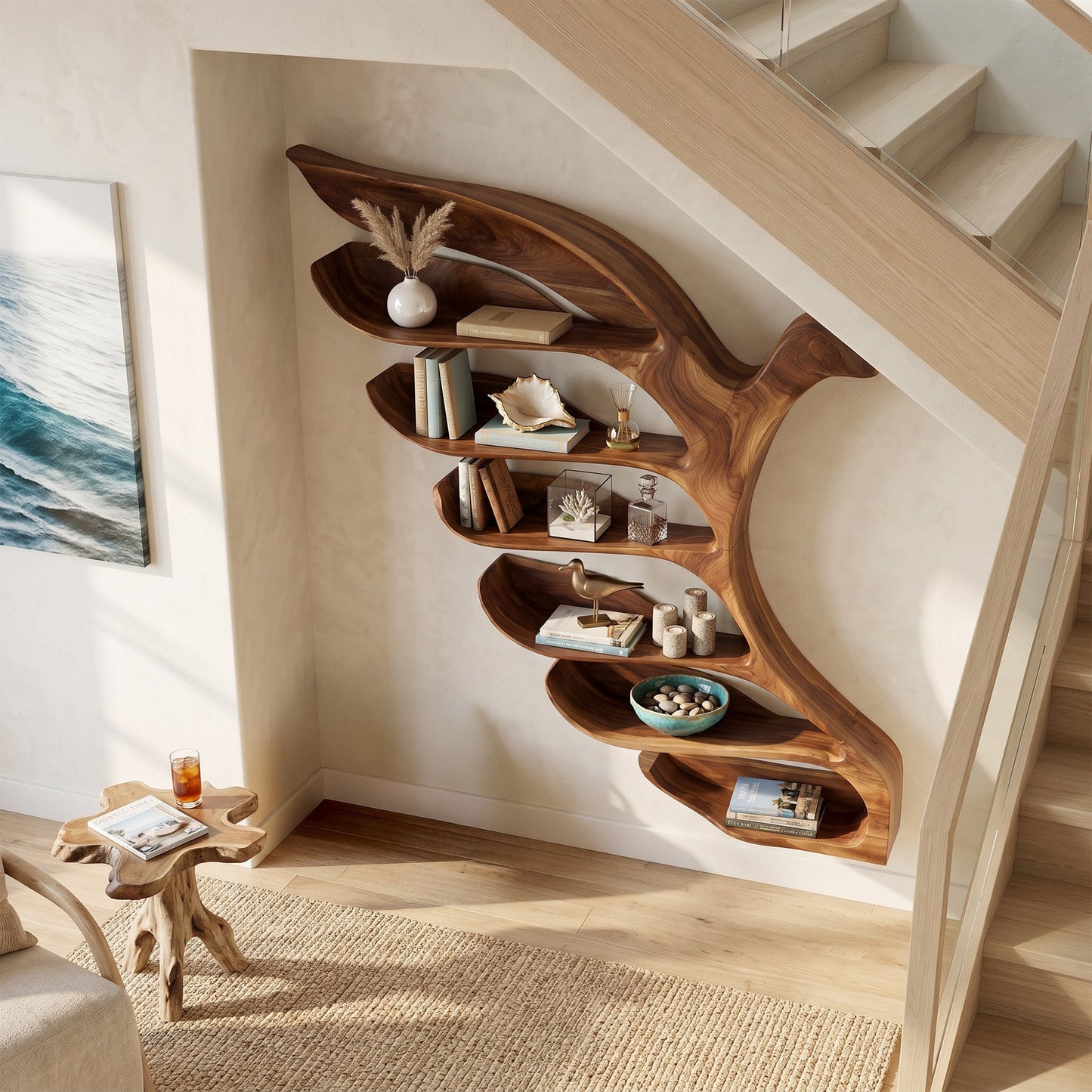 Bird Form Wood Wall Shelf With Open Display