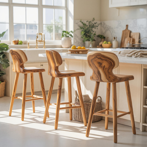 Modern Sculpted Bar Stools With Curved Backrest For Kitchen Kitchnce