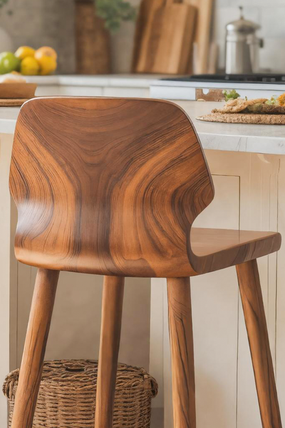 Contemporary Curved Bar Stools With Smooth Backrest For Dining Kitchnce